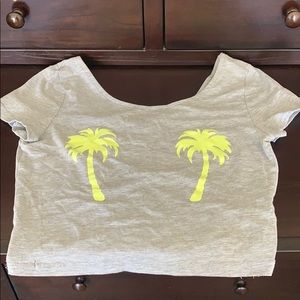 Neon palm tree gray shirt